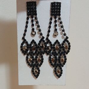 Elegant Black Chandelier Earrings